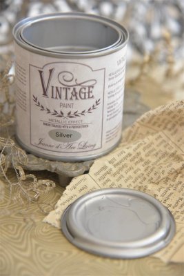 Silver metallic-färg, 200 ml - Vintage Paint